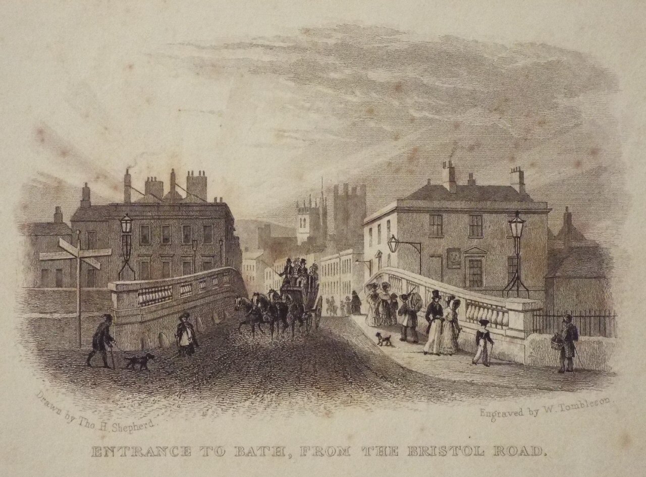 Print - Entrance to Bath, from the Bristol Road. - Tombleson